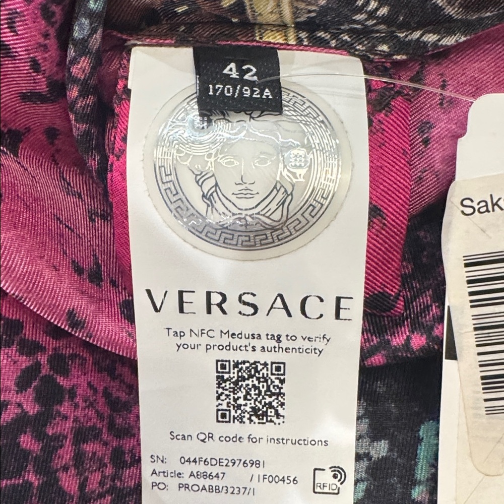 Versace Silk-Blend Midi Dress in Fuchsia and Gold Patchwork - Picture 8 of 10